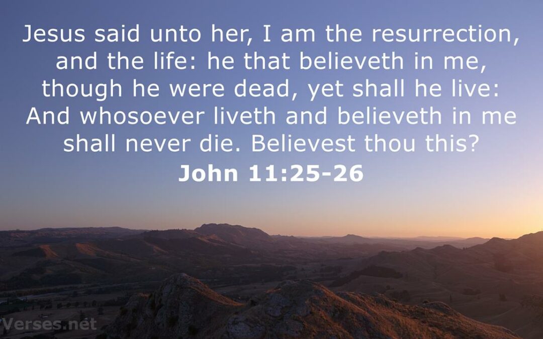 Jesus said to her, ‘I am the resurrection and the life. The one who believes in Me will live, even though they die; and whoever lives by believing in Me will never die. Do you believe this?’